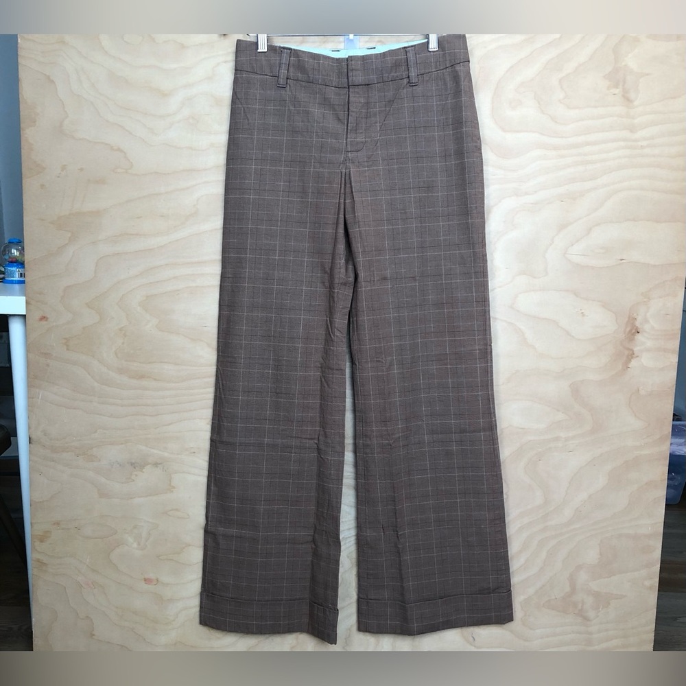 Gap Low Boot Wide Leg Pants Brown Striped Cotton Blend Womens Size 6.
